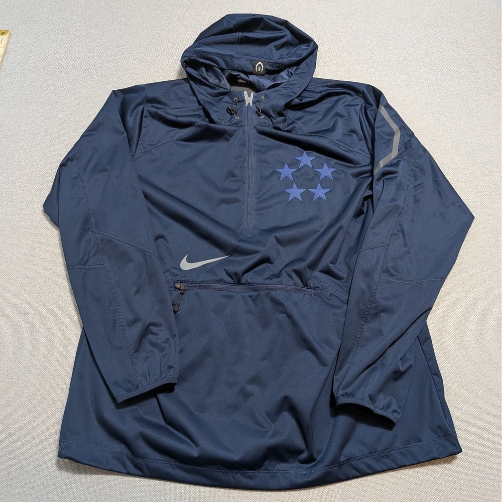 Nike Shield Flash Field General Running Jacket Mens L Navy Blue Pullover Anorak